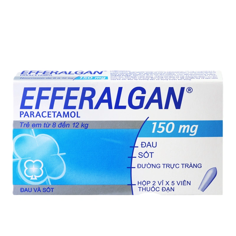 Viên đặt trực tràng Efferalgan 150mg giúp giảm đau, hạ sốt (2 vỉ x 5 viên) - 1